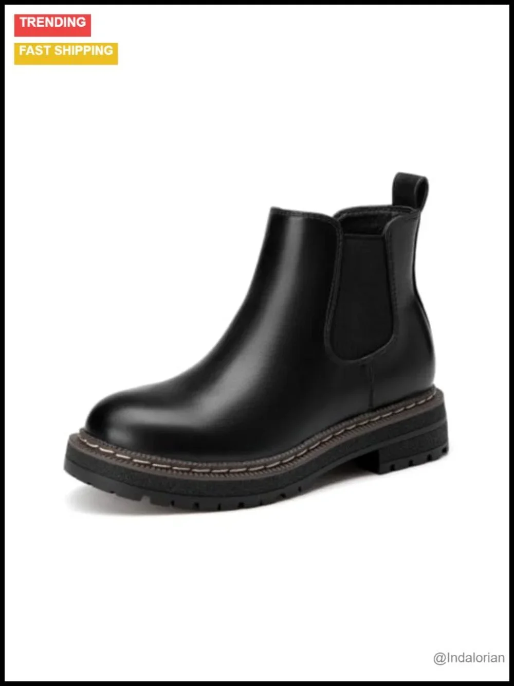 Girls Chelsea Ankle Boots Chunky Lug Sole Waterproof Side Zipper Slip On Winter